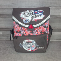 Herlitz brown and red checkered hard-shell school bag