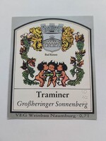 Traminer Großheringer Sonnenberg boros, italos címke 0.7 l - VEG Weinbau Naumburg