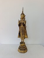 Antik buddhista álló nagy nehéz bronz szobor szertartás jelenet aranyozott buddha Thaiföld 251 7531