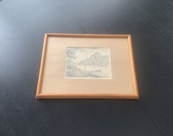Nagypál István Nagymaros 1987 copper engraving