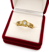 Xuping TTM Premium Hypoallergenic Gold-Plated Stainless Steel Zirconia Ring, Size 7 (5017)