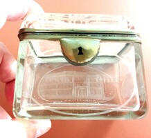 Hollóházi cut crystal bath glass from Füred, 1830-1860