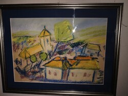 Szentendre 1943, Korniss D. signed, old painting.