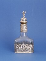Hanau Storck& Sinsheimer silver medicine or liqueur bottle, Memento mori, 1890-1900