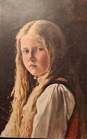 Régi „Moderne Meister” művészeti képeslap – kislány portré – E. Pastori Nürnberg