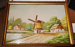 Framed countryside windmill framed picture