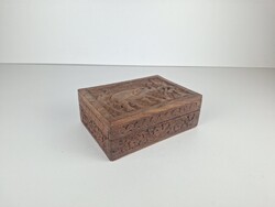 Wooden Jewelry Box with Elephant Embossing