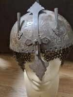 Indo-Persian Khula Khud helmet with chainmail (Antique / Replica)