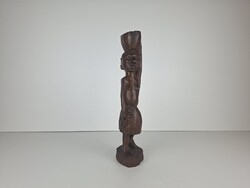 African woman, wood sculpture, basket on her head
