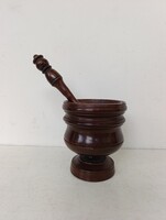 Antik patika mozsár fa eszköz törő gyógyszer készítő szerszám 343 7470
