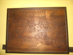 Antik faragott 83x109 cm vacsora jelenet .apró hibákkal készült 1901
