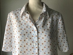 Brown-Blue Polka Dot Blouse, Size 40