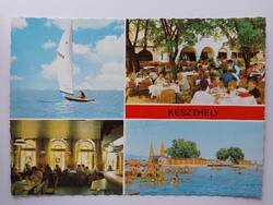 KESZTHELY - MOZAIK - 1980., üdvözlet, retro, postatiszta képeslap, vitorlás, Balaton, Zala megye