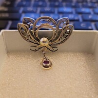 Antique Filigree Silver Brooch