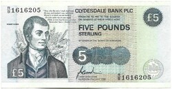 5 font pound pounds 2002 Clydesdale Bank G. Savage Skócia