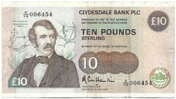 10 font pound pounds 1988 Clydesdale Bank A.R.C. Hamilton Skócia