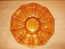 Amber-colored ten-sided Art Deco glass platter, serving dish