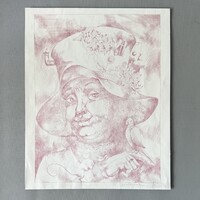 Ritka, szignózott Kolozsvári Grandpierre Miklós korai grafikai nyomat (1974) – 1 Ft NMÁ!