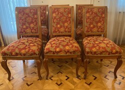 Frissen és teljeskörűen felújított, nehéz Antik Nagypolgári Étkezőszék Garnitúra (6 db) szobakész