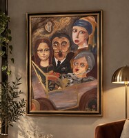 Forray Nóry időtlen utazás festmény kortárs szürrealista festmény (Dali, Mona Lisa, Tamara Lempicka)