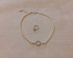 LBVYR Cultured Pearl Necklace and Adjustable Ring
