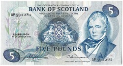 5 font pound pounds 1975 Bank of Scotland Lord Clydesmuir és M. Russel Skócia