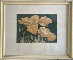 Würtz Ádám: Déli pipacsok – Eredeti, sorszámozott, szignózott grafika (1977)