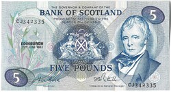 5 font pound pounds 1988 Bank of Scotland T.N. Risk és D.B. Pattulio Skócia aUNC