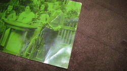 Rare Green Photo Plate (ca. 1910): Civil Family with Luxury Bicycle, Art Deco Table