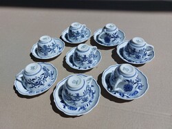 Antik hagymamintás Hüttl - Aquincum kávéscsésze aljjal 6 garnitúra