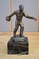 Teke Player - Bronze-coated pewter on marble base