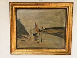 Claude Monet Trouville kikötője Ritka gyűjtői darab!