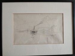 Vágó Pál (1853-1928) neves festőművész 15x25cm-es hangulatos grafikája.