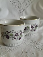 2 db ibolyás Dubi /Bohemia/ porcelán bögre