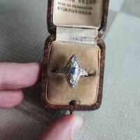 Art Deco Gold Ring with Sapphire and Diamond