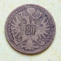 1868 Franz Joseph Silver 20 Krajcár Kreuzer Ag