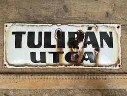 -AX892- Zománctábla Tulipán Utca