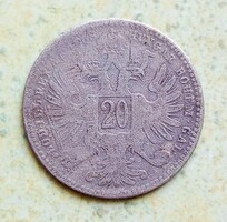 1868 Franz Joseph Silver 20 Krajcár Kreuzer Ag