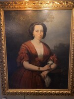 Jakobey Károly fiatal hölgy virággal 1857.