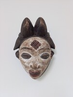 Afrikai maszk patinás fa maszk Punu népcsoport Gabon africká maska afrikanische Maske D705 394