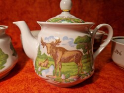 Régi, 6 személyes porcelán teáskészlet ,,PRIRODA" természet,készlet, Sumy Porcelain Factory, UKRAJNA