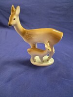 Zsolnay őzek Őz és gida  Suta anya és kicsinye  porcelán nipp figura