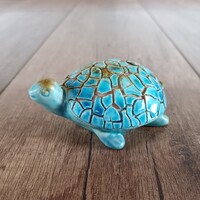 Régi Zsolnay repesztett eozin mázas teknős figura