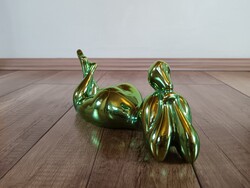 Régi Zsolnay eozin mázas porcelán modern akt figura