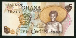 Ghána 1977 5 Cedis UNC