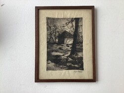Nándor lajos Varga ( ) - rare etching from 1914.