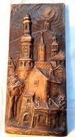 12 x 26 cm nagyságú kerámia falikép Jakab László keramikusművész alkotása