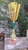 Large gold-colored goblet / cup with stone base – reusable