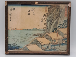 Original Meiji-era Japanese woodblock print, Utagawa Hiroshige: Tokaido 53 Stations, 17. Yui, signed