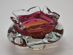 Retro cseh art glass üvegtál (Josef Hospodka, Chřibská)